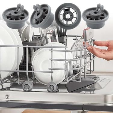 Imagem de Pacote com 4 rodas para lava-louças 165314, cesta inferior, trilho de corredor, compatível com Bosch e Kenmore, substitui o suporte de louça número de peça 420198 AP2802428 PS3439123 423232 EAP3439123