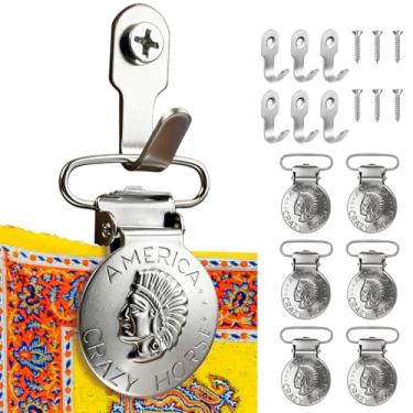 Imagem de Grampos de tapeçaria, ganchos de colcha para pendurar na parede, clipes antiderrapantes para pendurar na parede com dentes de plástico para pendurar, clipes de metal para exibição de tapete e carpete