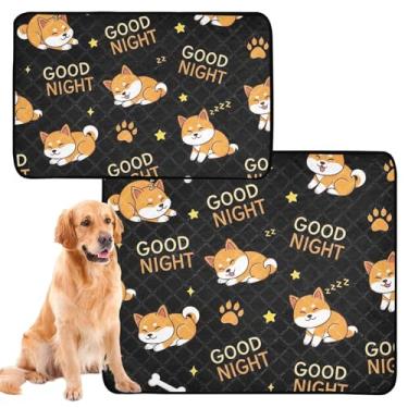 Imagem de Almofada de xixi para animais de estimação com desenho animado fofo para animais de estimação, extra grande, lavável, à prova d'água, tapete de cachorro fofo para cães, médio + grande, conjunto de 2