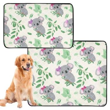 Imagem de Almofadas de xixi laváveis para animais de estimação, reutilizáveis, almofadas fofas de desenho de coalas com folhas de coalas absorventes para cães, tapete impermeável para cercadinho para cães