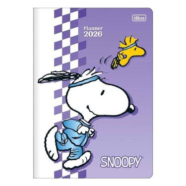 Imagem de Agenda Planner Snoopy 2026 Grampeado 20 Folhas Roxo - Tilibra