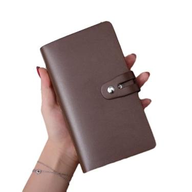 Imagem de Carteira feminina de couro genuíno com dobra dupla/tripla - Suporte minimalista para cartão de crédito com bloqueio de RFID e bolso para moedas, Café, Casual