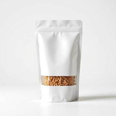 Imagem de Saco Stand Up Pouch Branco Liso Com Visor Zip C/50 Unid - Embalagem Hermética Para Alimentos (14X20)