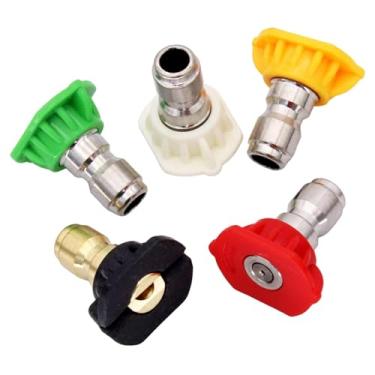 Imagem de Gralara Conjunto de 5 bicos de lavadora de alta pressão, acessórios de reposição, alto desempenho, multifuncionais e resistentes.