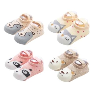 Imagem de Kit 4 Meias Sapatilhas Antiderrapante Pietra Baby Infantil Unissex Alg