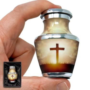 Imagem de Malaika Memorials Mini urna Transcendent Cross, pequenas urnas para lembrança de cinzas humanas, adulto masculino/feminino, capacidade de 7,6 cm cúbicos