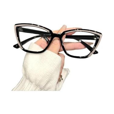 Imagem de Óculos De Computador Femininos Retrô Estilo Gato Com Lentes Transparen