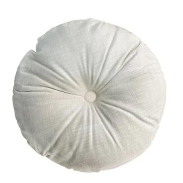 Imagem de Almofada Redonda Com Botão e Zíper Tecido Suede Liso - Tamanho 40x40cm almofada para cadeira para Sofá Poltrona Cadeira Quarto Sala Almofada(Cru,1)