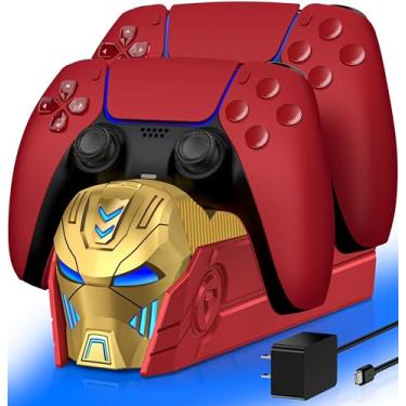 Imagem de Estação de carregamento de controle PS5 compatível com controles Dualsense PlayStation 5, base de carregamento PS5 com adaptador de carregamento