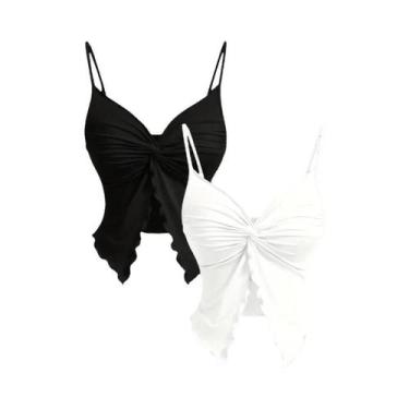 Imagem de Camisola De Renda Y2K Para Mulheres, Conjunto De 2 Peças, Top Casual V