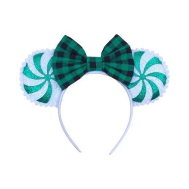 Imagem de Tiara De Natal Da Disney Para Meninas Com Orelhas De Rato, Laço De Lan