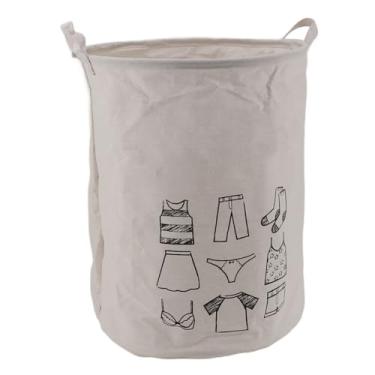 Imagem de GLOGLOW Cesto de Roupa Suja Cesto de Roupa Dobrável, Linho de Algodão, Dobrável de Grande Capacidade, 50x40cm, para Suprimentos de Armazenamento de Quarto e Banheiro (dia de lavagem)