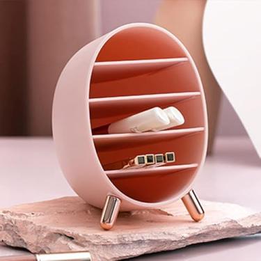 Imagem de Semme Organizador de Armazenamento de Maquiagem Caixa de Armazenamento de Cosméticos de Mesa de Grande Espaço Com Chanfro de Boca Larga de 35 Graus para Penteadeira Batom Sombra de Olho (Rosa)