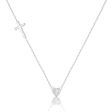 Imagem de Eesphy Colares de cruz banhados a ouro 18K para mulheres, colar com pingente de cristão de cristal e zircão cúbico, presente de fé para ela em dia especial, aniversário, dia de aniversário, uso diário