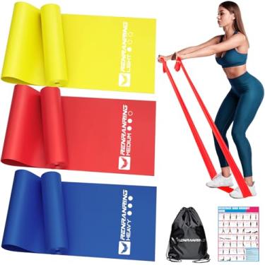 Imagem de Alianças resistentes à resistência RENRANRING, faixas de exercícios para fisioterapia, yoga, pilates, reabilitação e exercícios em casa, faixas elásticas não látex (amarelo, azul, vermelho, 6,5)