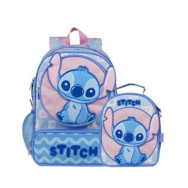 Imagem de Kit Mochila Escolar e Lancheira Térmica Infantil Feminina Stitch Baby 