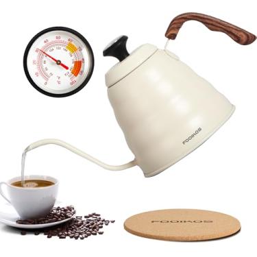 Imagem de Chaleira de chá pescoço de ganso com termômetro para derramar café e chá, 1,242 ml, aço inoxidável premium, controle preciso de temperatura, bico ideal para servir com precisão, compatível com todas