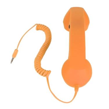 Imagem de GOWENIC Aparelho de Telefone retrô, 3,5 Mm/USB-C Aparelho de Telefone Vintage Microfone Receptor de Celular para Fone de Ouvido Clássico para Telefones Celulares, Computadores (Laranja)