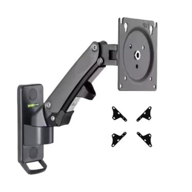 Imagem de F120 Suporte de parede para TV com mola a gás de 17 a 27 polegadas, suporte de braço de alumínio, rotação de 360 graus (fosco com adaptador)