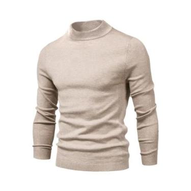 Imagem de Suéter Masculino De Inverno Grosso E Quente Com Gola Alta Casual Em Co