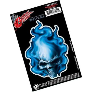 Imagem de Adesivo Caveira Blue Flame Skull Azul guitarra Made USA - DADDARIO / P