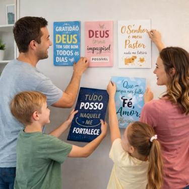 Imagem de Placas Decorativas 9x13cm para Parede em MDF Kit Frases Bar, Religiosas e Motivacionais (RELIGIOSAS)