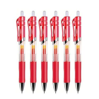 Imagem de MGTCAR Conjunto de canetas de gel retráteis, 6/13 peças, preta/vermelha/azul para refil de escrita, acessórios de escritório, materiais escolares de papelaria (6 canetas vermelhas)