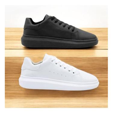 Imagem de Kit 2 Pares Sapatenis Sapato Casual Masculino Branco Moda - Hard7, Bra