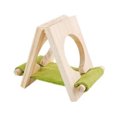 Imagem de Generic Cama de madeira para hamster, divertida, esconderijo, ornamento para paisagem de pequenos animais de estimação, acessórios para gaiola de pequenos, Verde