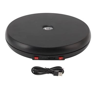 Imagem de HEEPDD Mesa de Exibição Giratória Elétrica, Luz LED Com Rotação de 360 ​​graus, Capacidade de Carga de 20 Kg, Base Antiderrapante, Com Porta de Alimentação USB Tipo C, para Joias, (Preta)