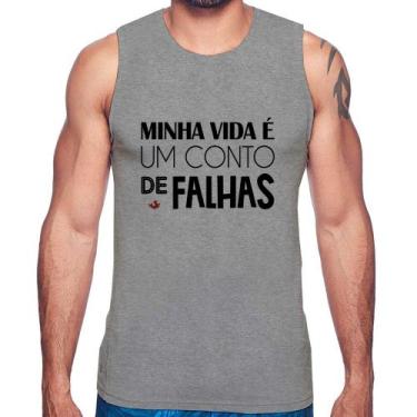 Imagem de Regata Minha vida é um conto de falhas - Foca na Moda, Cinza, P