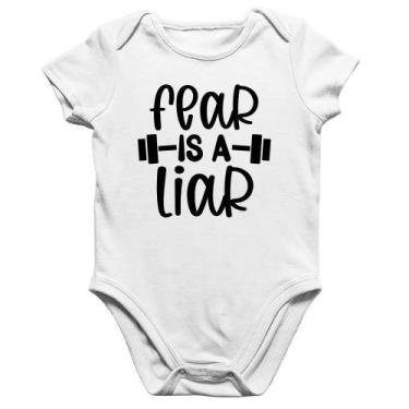 Imagem de Body Bebê Algodão Fear Is A Liar - Foca na Moda, Branco, G