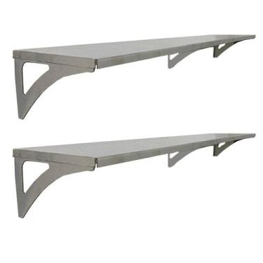 Imagem de Prateleira Aço Inox Parede Decoração 97x21 EG Multiuso 2U - INOX LAURI
