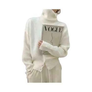Imagem de Suéter Feminino De Gola Alta Com Manga Longa, Elegante E Casual Para O