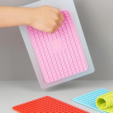 Imagem de 1 suporte de silicone para tablet com ventosa, espelho de brinquedo fidget mãos livres, suporte de telefone de chuveiro, vídeos e selfies para iPad, tamanho 14 x 21 cm (rosa)