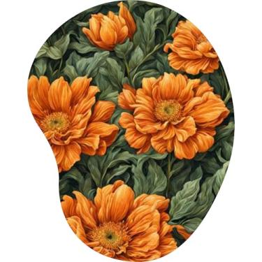 Imagem de Mouse Pad Ergonômico Gota Flores de Laranjeira Detalhadas Fundo Escuro