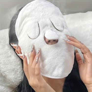 Imagem de Toalha de máscara facial reutilizável quente e fria para cuidados com a pele, toalha facial hidratante a vapor, adequada para casa e salão de beleza, sem cheiro, sem necessidade de eletricidade ou