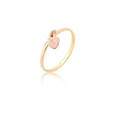 Imagem de Anel Pingente Coração Rosé Trabalhado Ouro 18k - MAEHLER Arte Em Joias