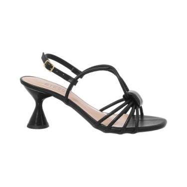 Imagem de Sandália Feminina Stessy Saltinho Taça Confort Plus Amarração Luxo, Pr