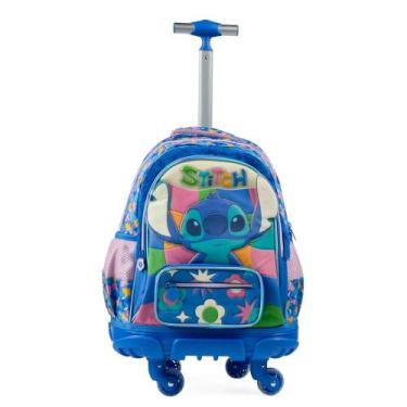 Imagem de Mochila de 4 Rodinhas Infantil Feminina Stitch Azul - Bagaggio, U, Azu