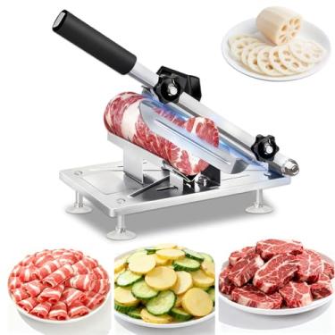 Imagem de Cortador manual de carne congelada, máquina de fatiar rolo de carneiro bovino, fatiador de carne vegetal para cozinhar em casa Hotpot Shabu wzm, textura de aço inoxidável atualizada