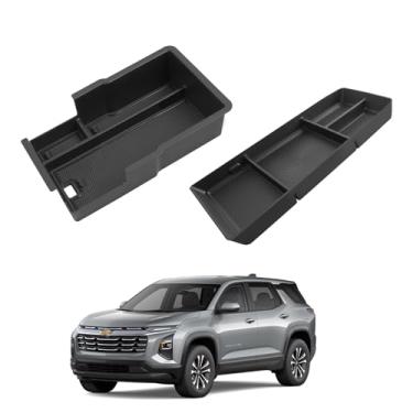 Imagem de LANGBEAN 2 peças de organizador de console central para Chevy Equinox 2025, bandeja de armazenamento com suporte de borracha antiderrapante, acessórios para organizador Chevy Equinox, preto