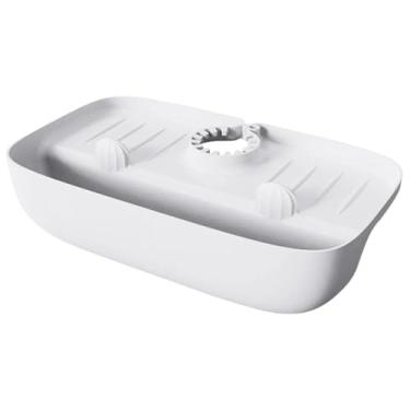 Imagem de Fenteer Tapete para de pia de cozinha, suporte para esponja escorredora, acessórios para banheiro, organizador de banheiro, bandeja coletora de, Branco