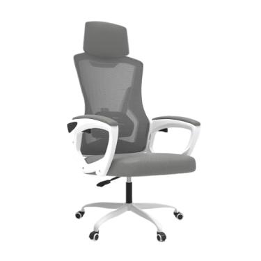 Imagem de Cadeira de escritório inclinável.Para trabalho,aprendizagem e descanso.Deite-se a 135°.Cadeira de escritório ergonômica. (Cinza + Branco)