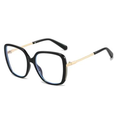 Imagem de Óculos femininos leves com armação bicolor transparente para homens (preto)