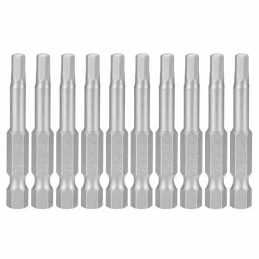 Imagem de HARFINGTON 10 peças chave sextavada broca 5/81.3 cm SAE 1/10.2 cm haste sextavada 2" (50 mm) comprimento S2 aço chaves de impacto magnéticas grau industrial, chave de fenda elétrica hexagonal, cinza