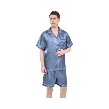Imagem de Pijamas De Verão Masculinos Em Seda Gelada, Conjunto De Roupas Casuais