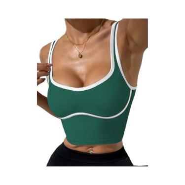 Imagem de Top Esportivo Sem Costura Para Mulheres, Com Bloco De Cores, Alta Elas