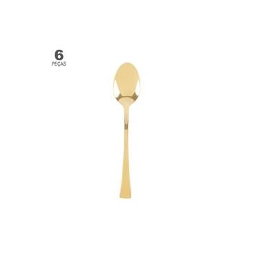 Imagem de Conjunto de 6 Colheres para Chá Wolff Berna Dourado de Aço Inox