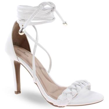 Imagem de Sandália Modarpe Salto Fino Amarração Feminina F04 Cor:Branco;Tamanho:36